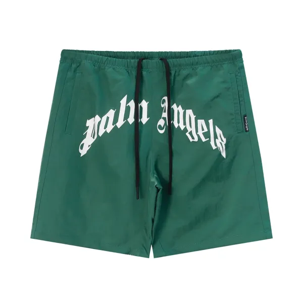 Palm Angels Logo Print Swim Shorts Green - 1
