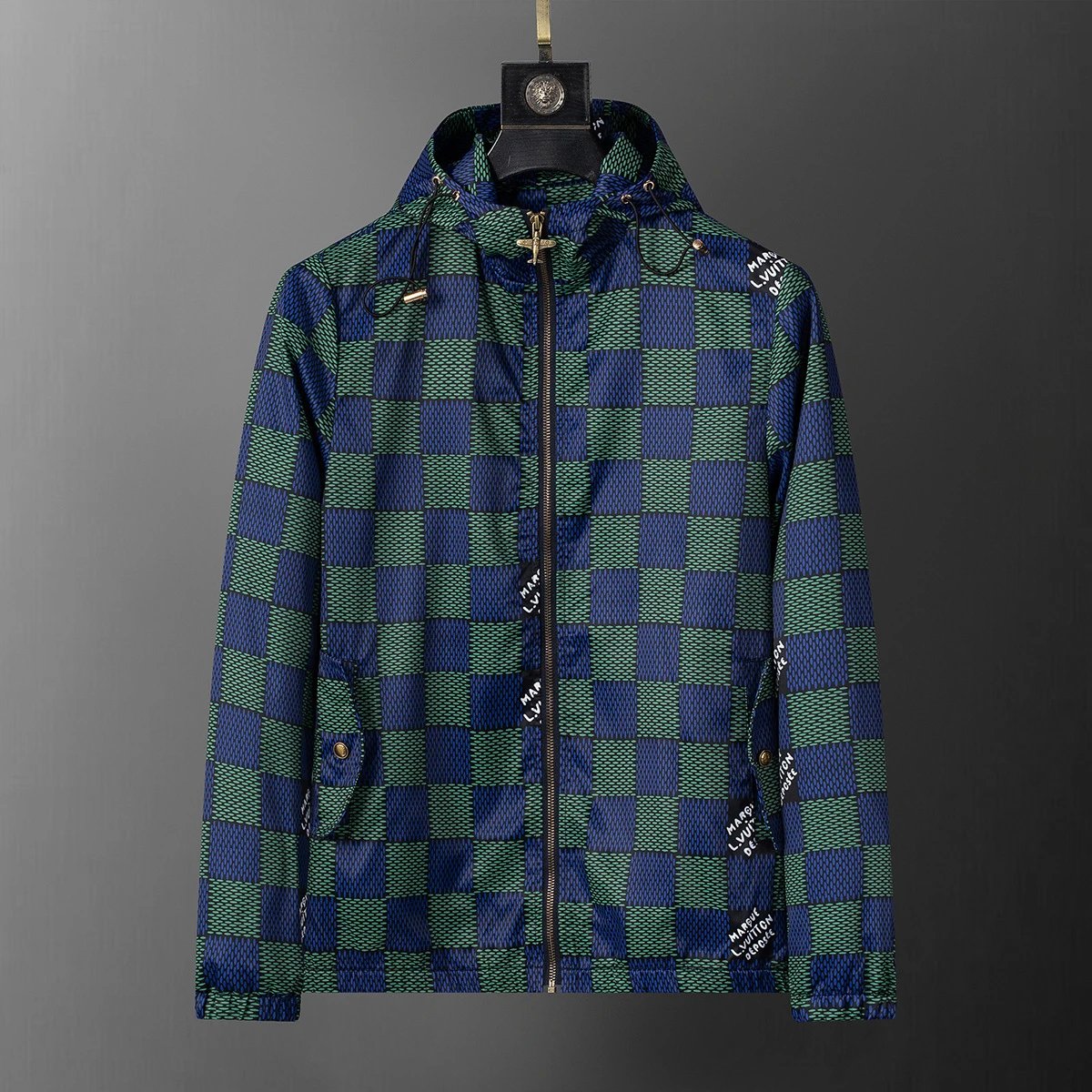 Louis Vuitton Jackets Hooded Zip-Up Jacket — 56035 plaid green