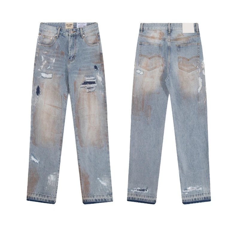 Gallery Dept. Jeans Flared with distressed and patchwork designs — 672 Washed blue