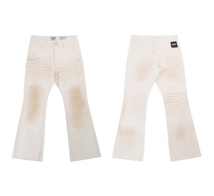 Gallery Dept. Jeans Flared with distressed and patchwork designs — 659 meters white
