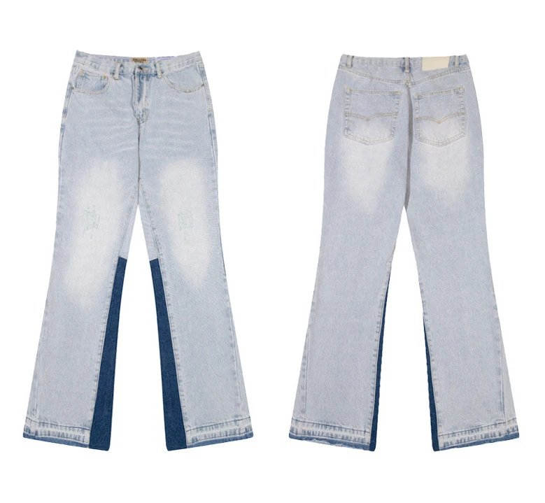 Gallery Dept. Jeans Flared with distressed and patchwork designs — 607 wash water blue