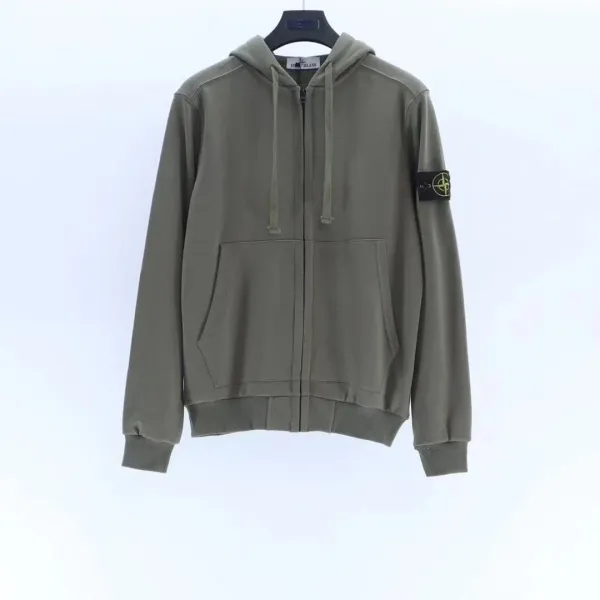 Stone Island Zip-Up Hoodie Army Green Hoodie - 1