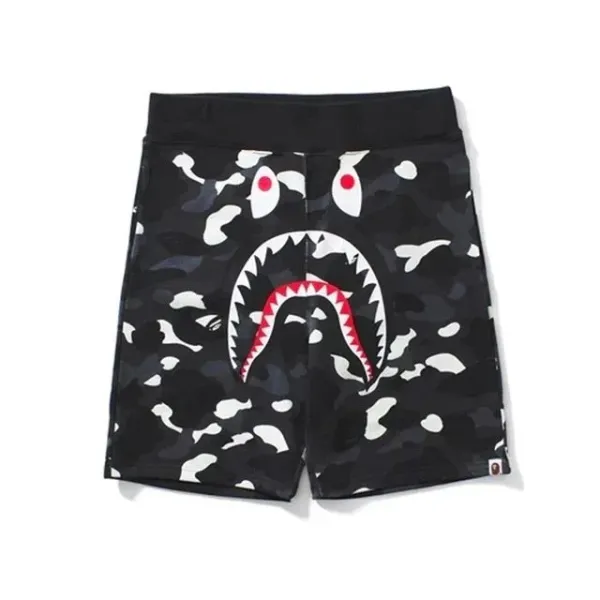 A Bathing Ape Shark Camo Shorts Black - 1