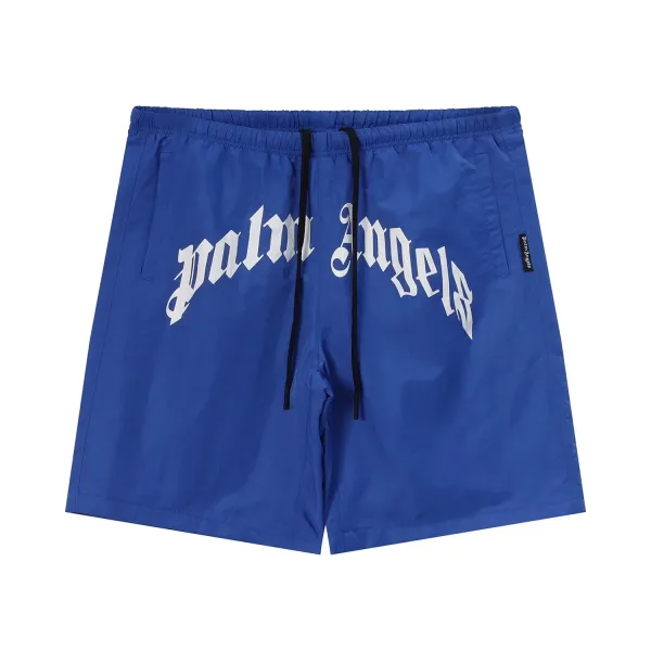 Palm Angels Logo Print Swim Shorts Blue - 1