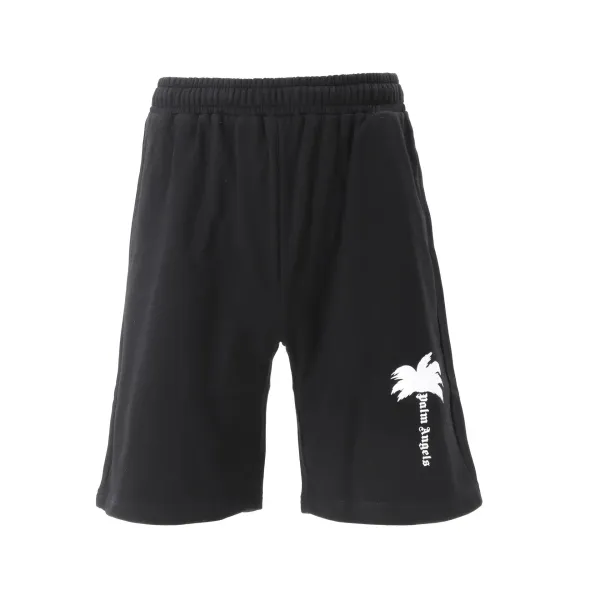 Palm Angels Palm Tree Logo Black Sweatshorts - 1