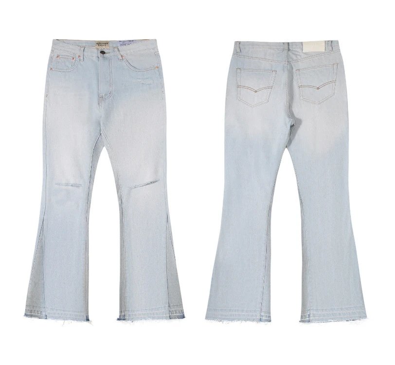 Gallery Dept. Jeans Flared with distressed and patchwork designs — 656 blue