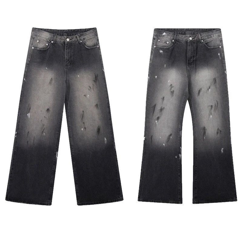 Gallery Dept. Jeans Flared with distressed and patchwork designs — A 01 black tea