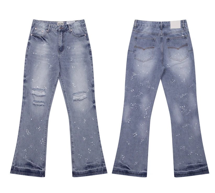 Gallery Dept. Jeans Flared with distressed and patchwork designs — 638 washed blue