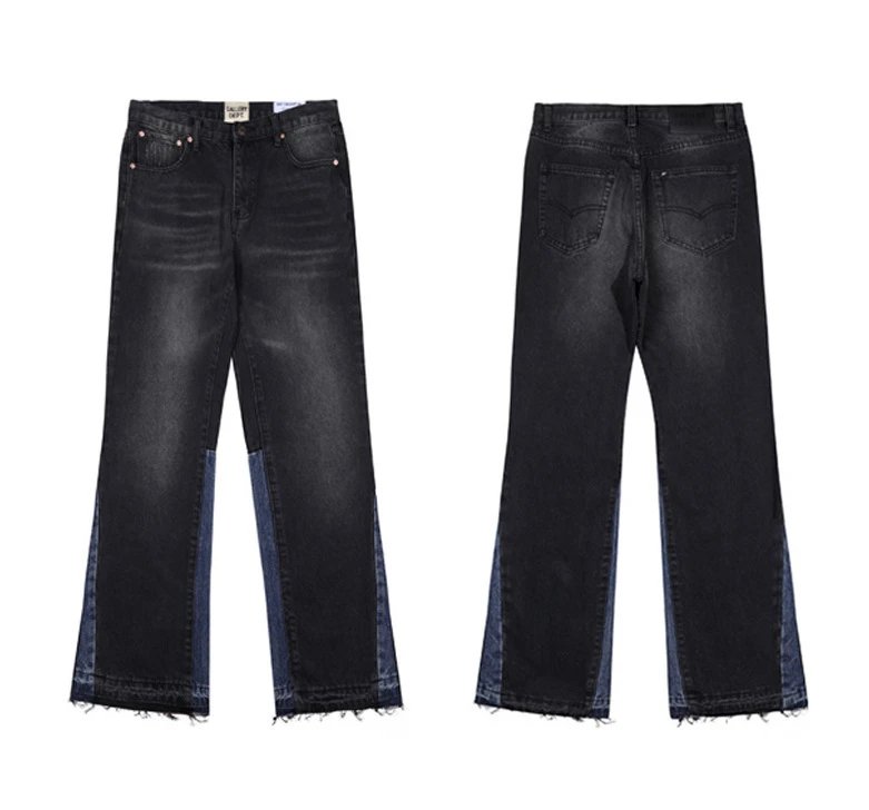 Gallery Dept. Jeans Flared with distressed and patchwork designs — 936 black