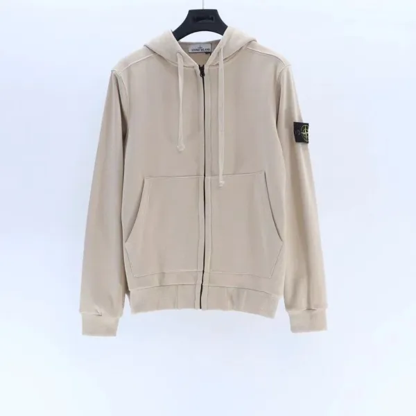 Stone Island Zip-Up Hoodie Beige Hoodie - 1