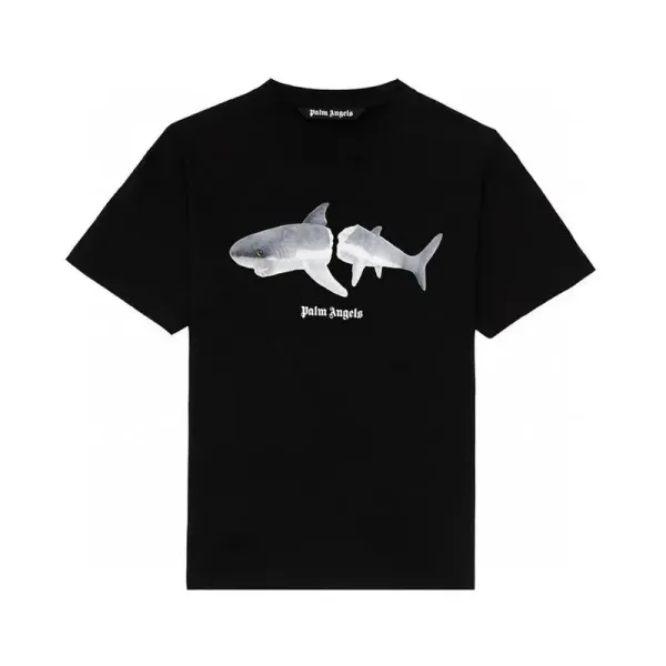 Palm Angels Shark Print Black T-Shirt - 1