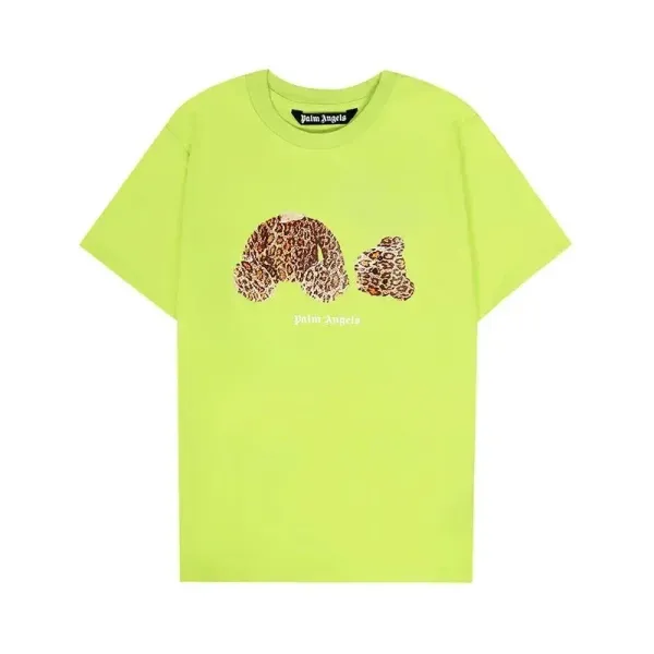 Palm Angels Leopard Bear Graphic Neon Green T-Shirt - 1