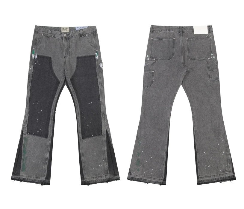 Gallery Dept. Jeans Flared with distressed and patchwork designs — 653 gray