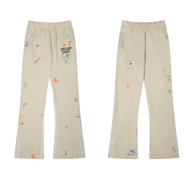 Gallery Dept. Jeans Flared with distressed and patchwork designs — 907 Apricot color