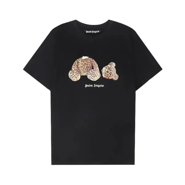Palm Angels Leopard Bear Print Black T-Shirt - 1