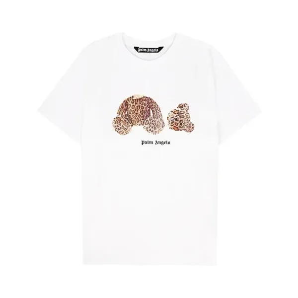 Palm Angels Leopard Bear Print White T-Shirt - 1