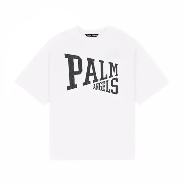 Palm Angels Collegiate Logo White T-Shirt - 1