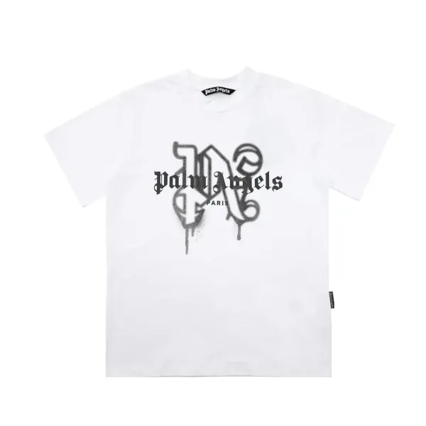 Palm Angels Spray Paint Logo White T-Shirt - 1