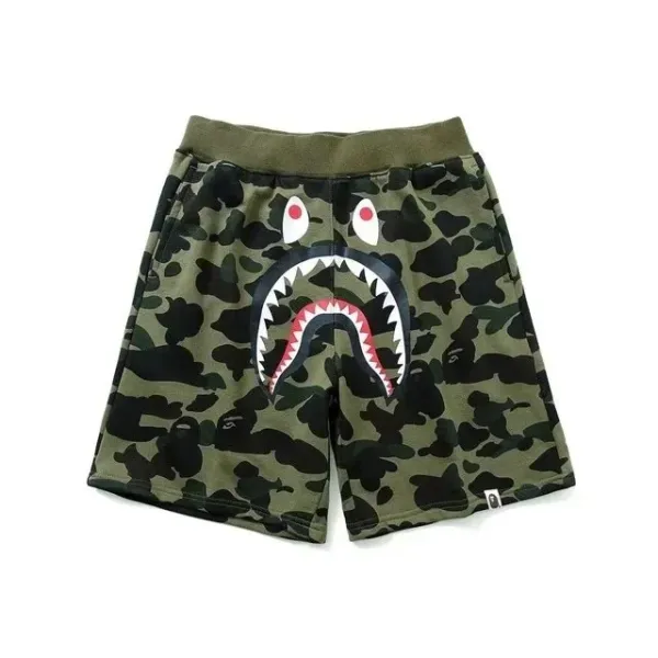 A Bathing Ape Shark Camo Shorts Army Green - 1