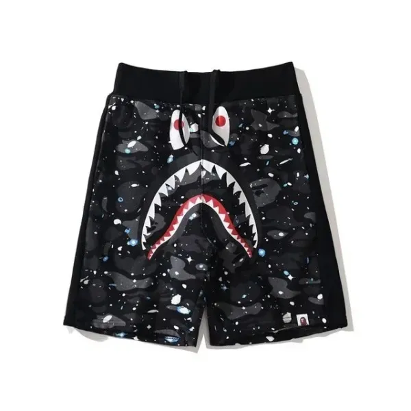 A Bathing Ape Shark Camo Space Print Shorts Black - 1