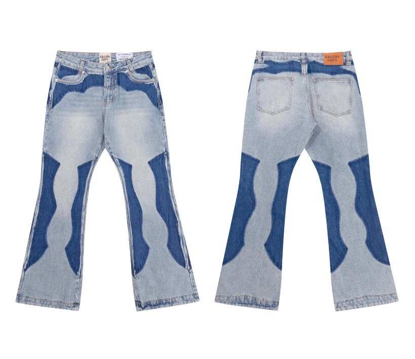 Gallery Dept. Jeans Flared with distressed and patchwork designs — 665 washed blue