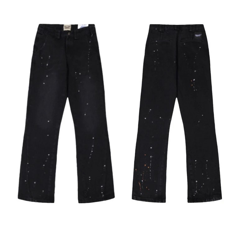 Gallery Dept. Jeans Flared with distressed and patchwork designs — 601 black