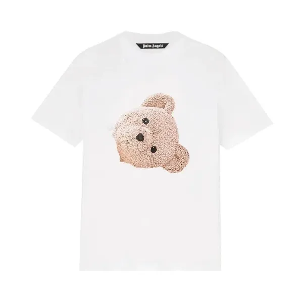 Palm Angels Teddy Bear Sequin Embellished White T-Shirt - 1