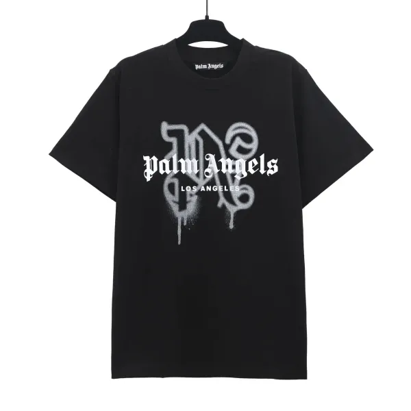 Palm Angels Spray Paint Logo Black T-Shirt - 1