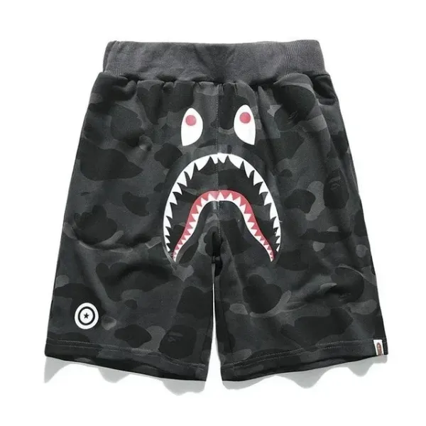 A Bathing Ape Shark Camo Shorts Black - 1