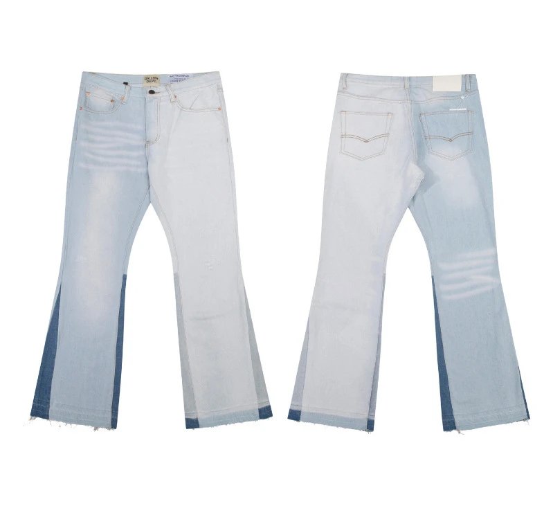 Gallery Dept. Jeans Flared with distressed and patchwork designs — 658 blue