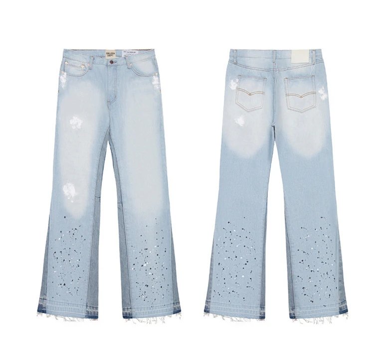 Gallery Dept. Jeans Flared with distressed and patchwork designs — 627 washed blue