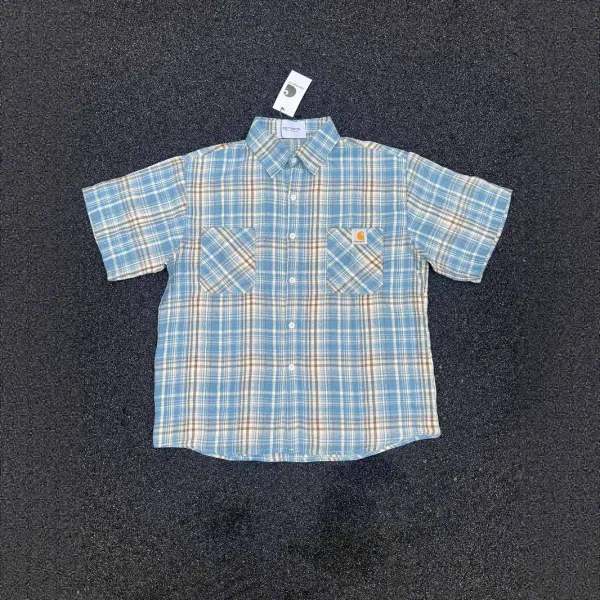 Carhartt WIP Short-Sleeve Plaid Shirt Blue Yellow - 4