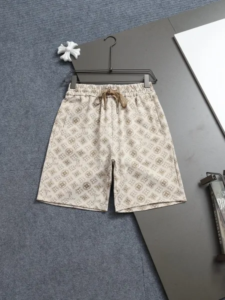 Louis Vuitton Monogram Print Drawstring Waist Shorts Beige - 1