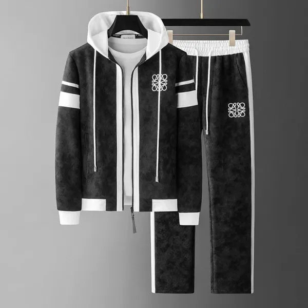 Design Velour Tracksuit Set Black and White - 1