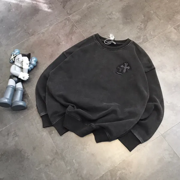 Chrome Hearts Cross Embroidered Distressed Black Hoodie - 3