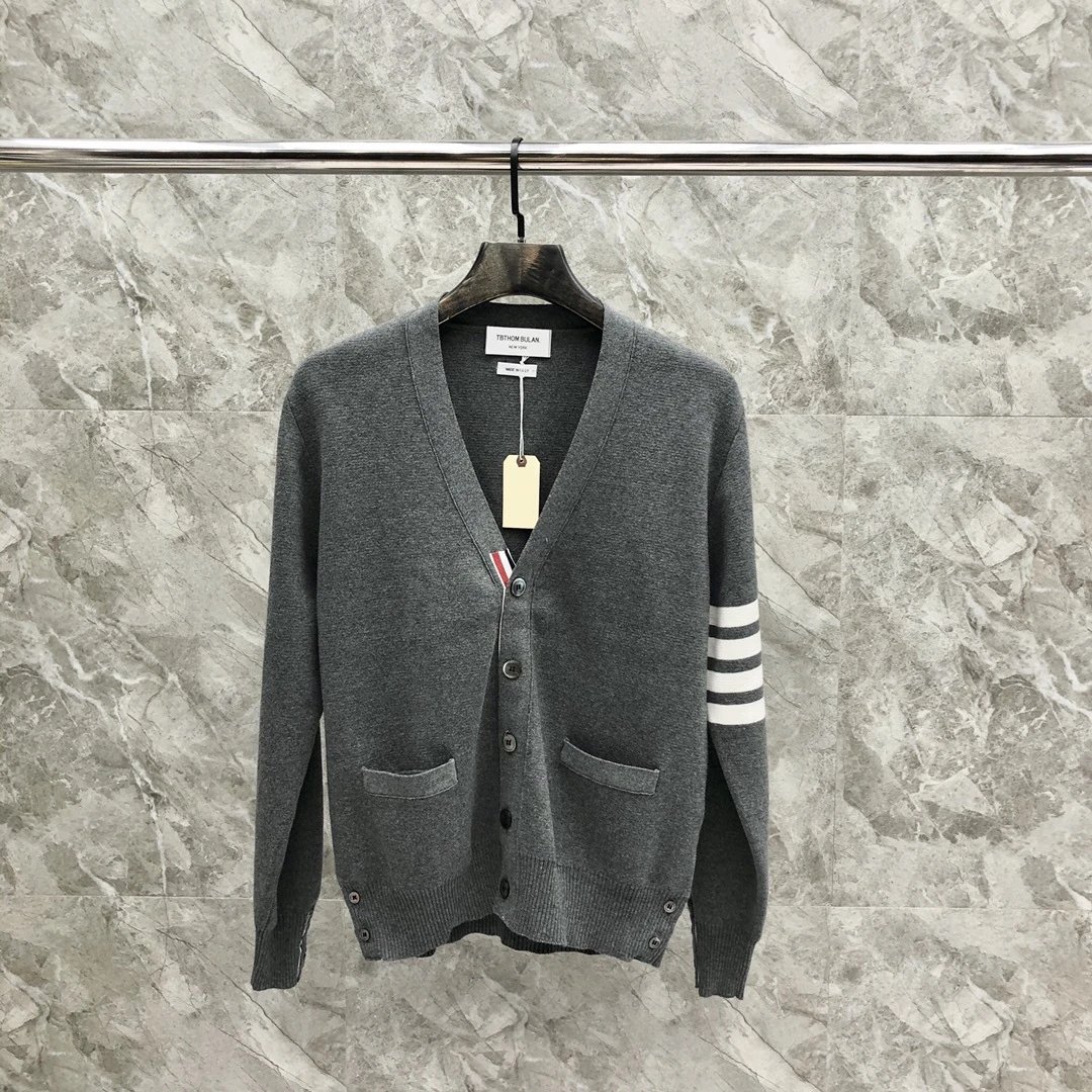Thom Browne 4-Bar Stripe White Cardigan - 11