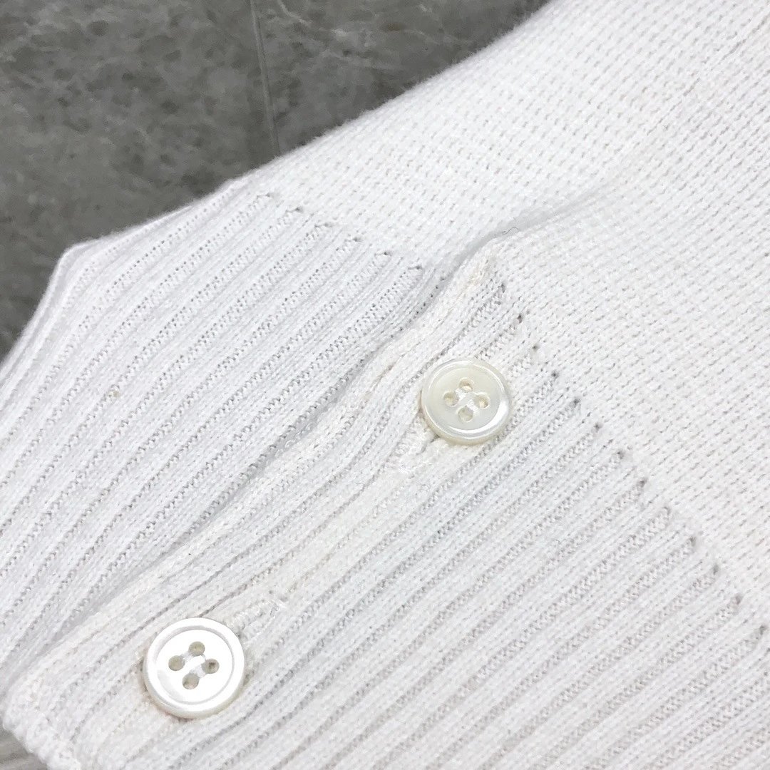 Thom Browne 4-Bar Stripe White Cardigan - 10