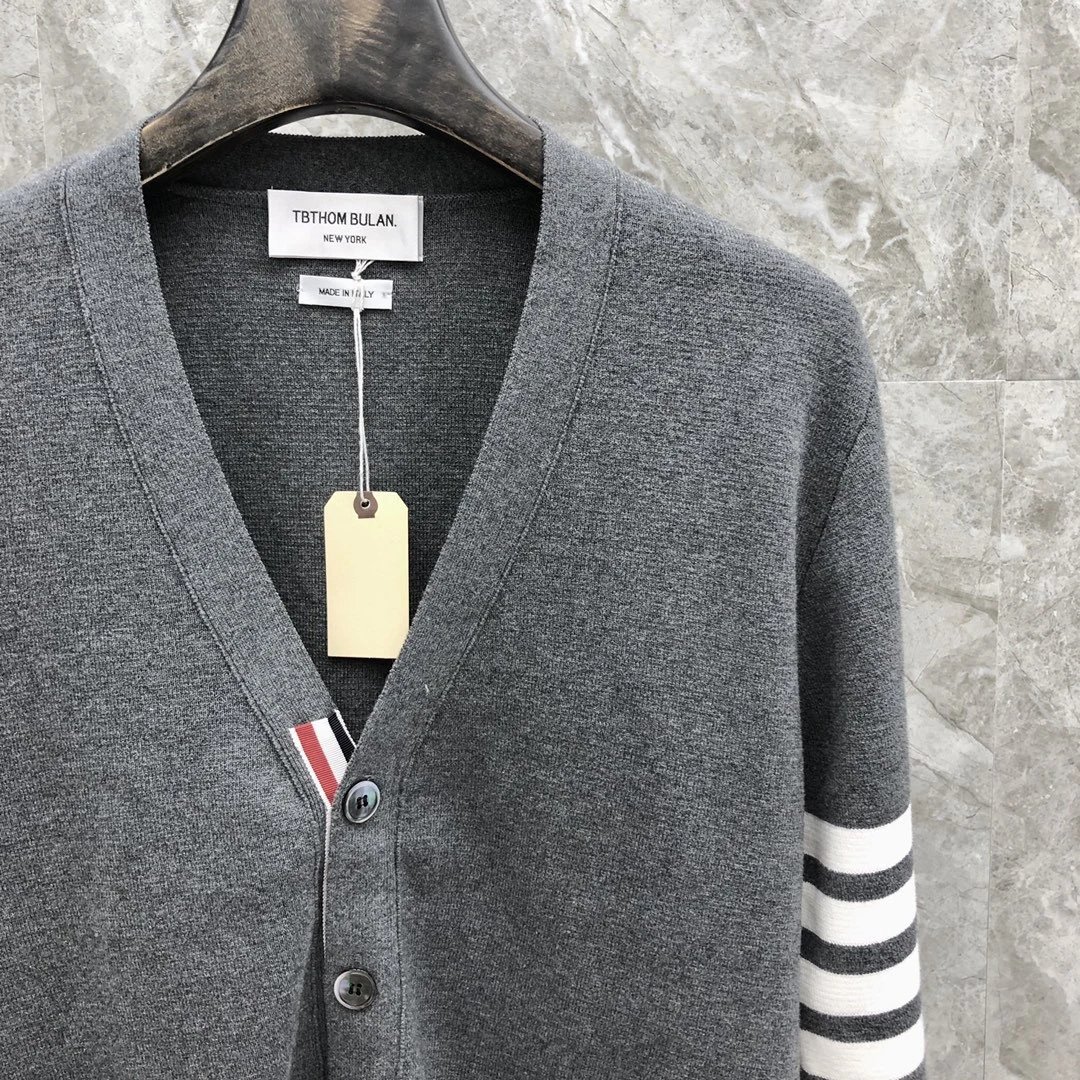 Thom Browne 4-Bar Stripe White Cardigan - 13