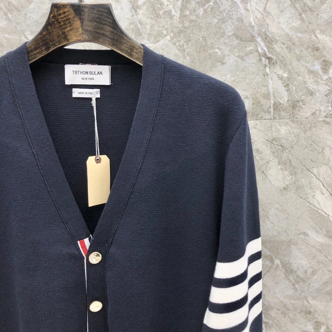 Thom Browne 4-Bar Stripe White Cardigan - 21