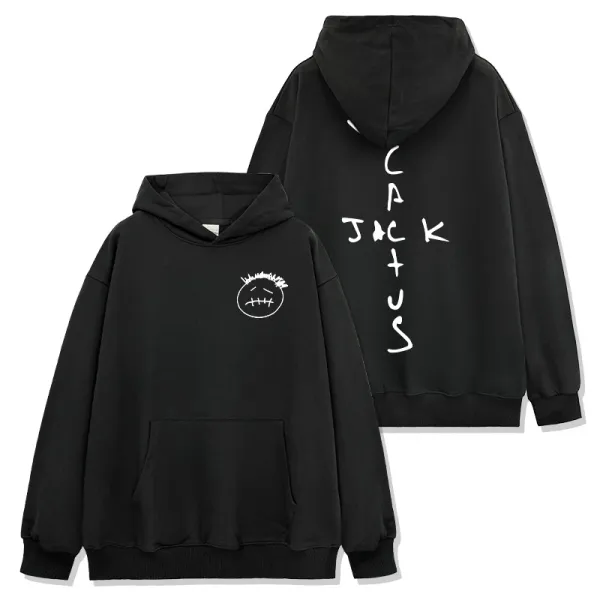 Cactus Jack Smiley Face Hoodie Black - 1