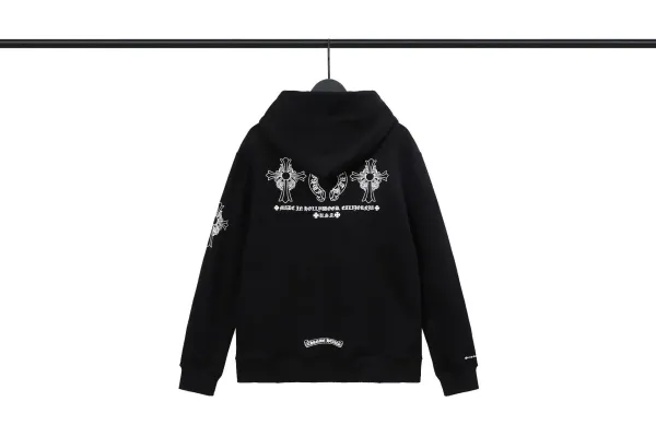 Chrome Hearts Cross Print Hoodie Black - 1