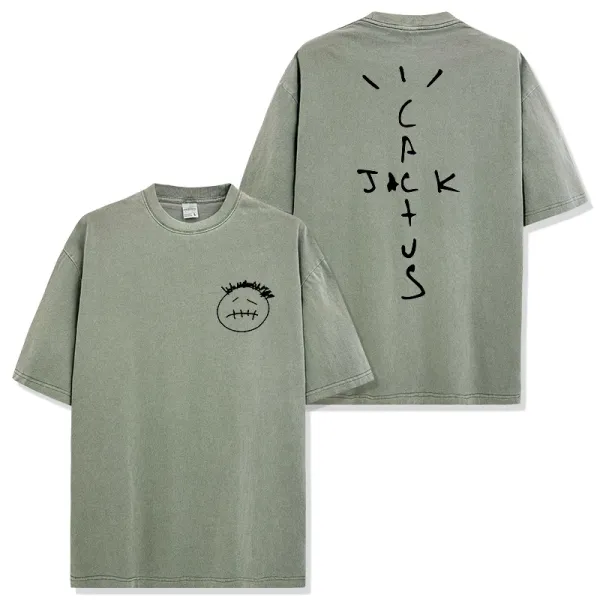 Cactus Jack Smiley Face T-Shirt Olive Green T-Shirt - 1