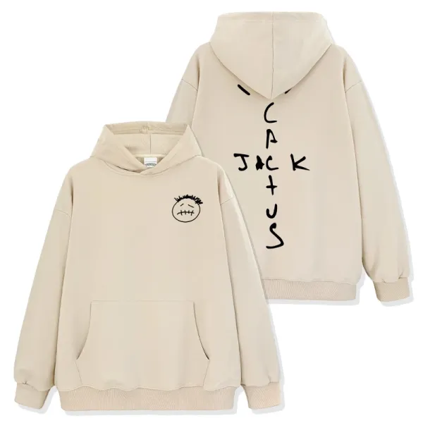 Cactus Jack Smiley Face Hoodie Beige Hoodie - 1