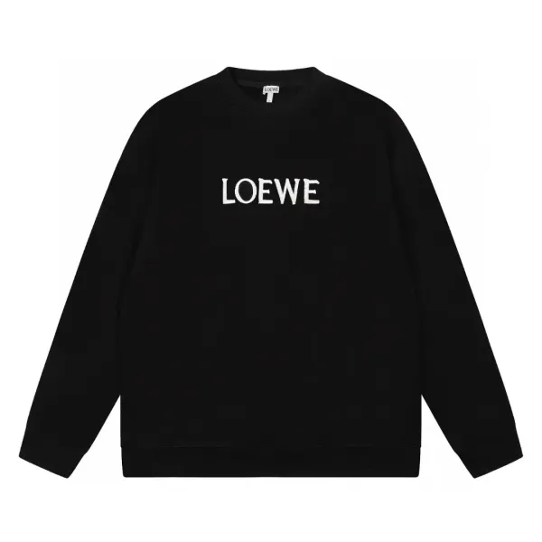 Loewe Logo Embroidered Black Sweatshirt Hoodie - 1