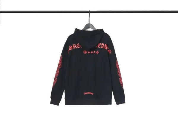 Chrome Hearts Hoodie Black Red Embroidered Graphic Hoodie - 1