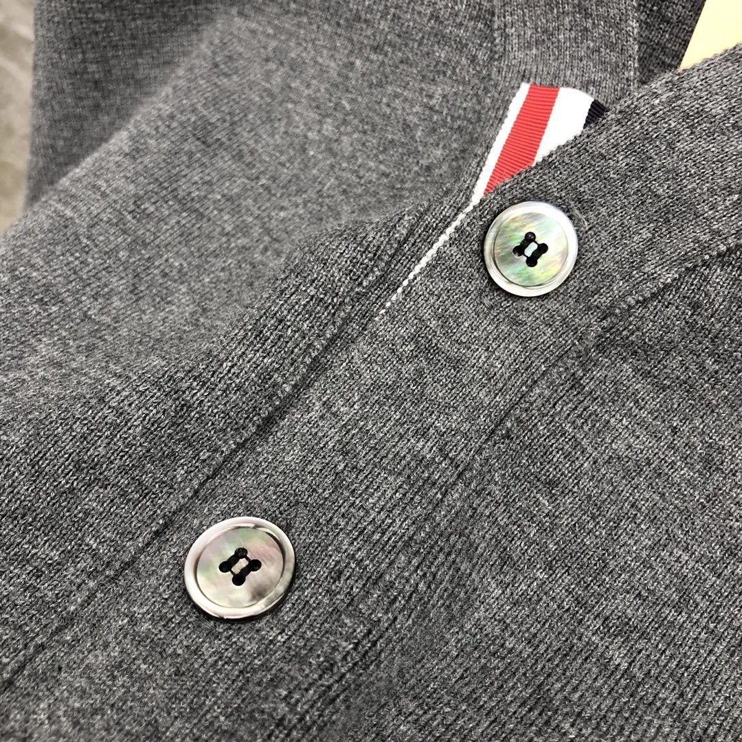 Thom Browne 4-Bar Stripe White Cardigan - 17