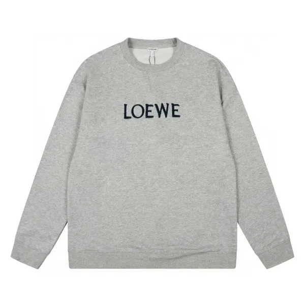 Loewe Logo Embroidered Gray Sweatshirt Hoodie - 1