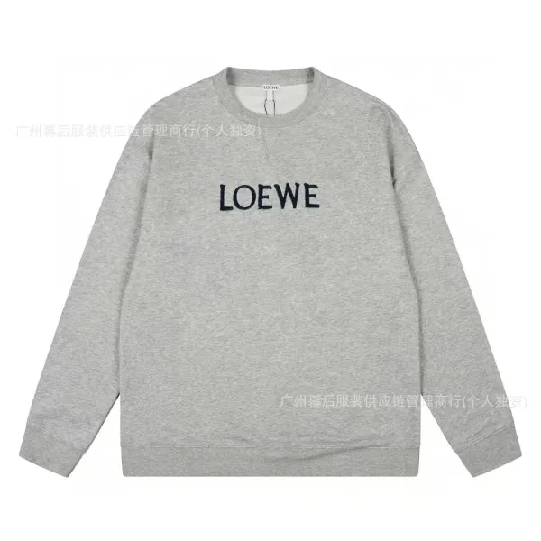 Loewe Logo Embroidered Gray Sweatshirt Hoodie - 4