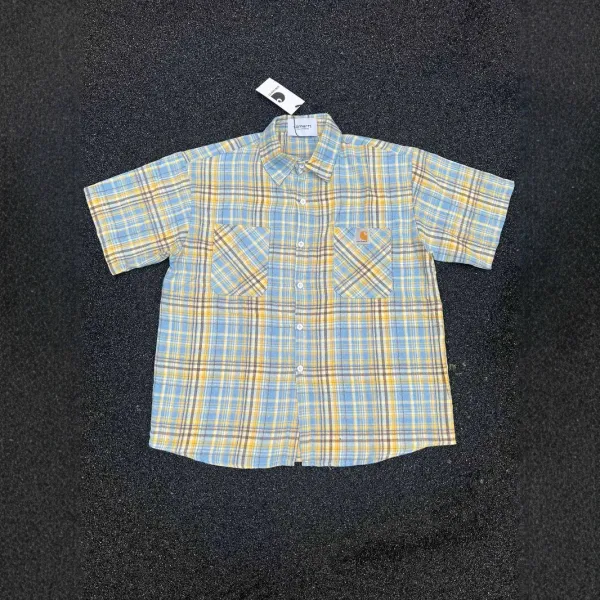 Carhartt WIP Short-Sleeve Plaid Shirt Blue Yellow - 1