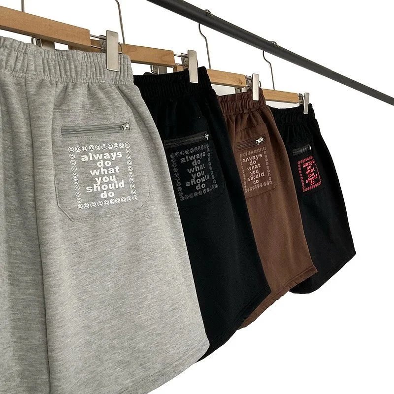 Design Graphic Print Black Sweat Shorts - 6
